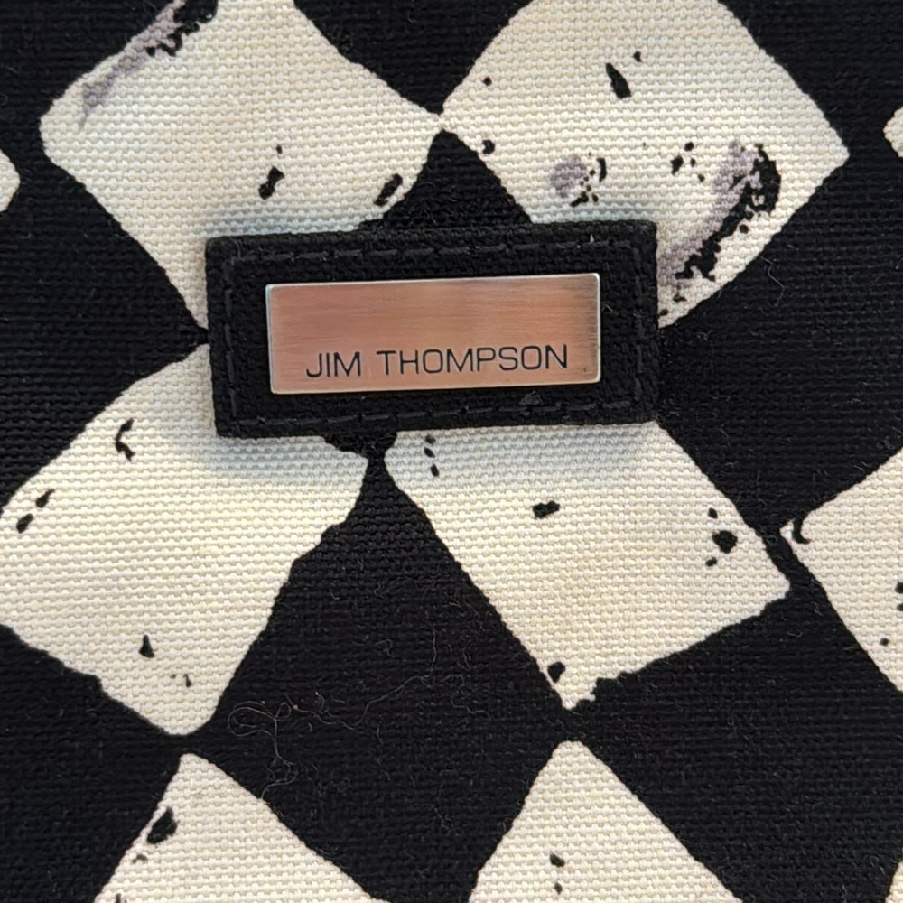 Like new! Jim Thompson Black and White Checkered Tote - Picture 2 of 7